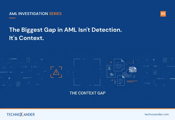 AML investigation context gap showing alerts, documents and contextual evidence