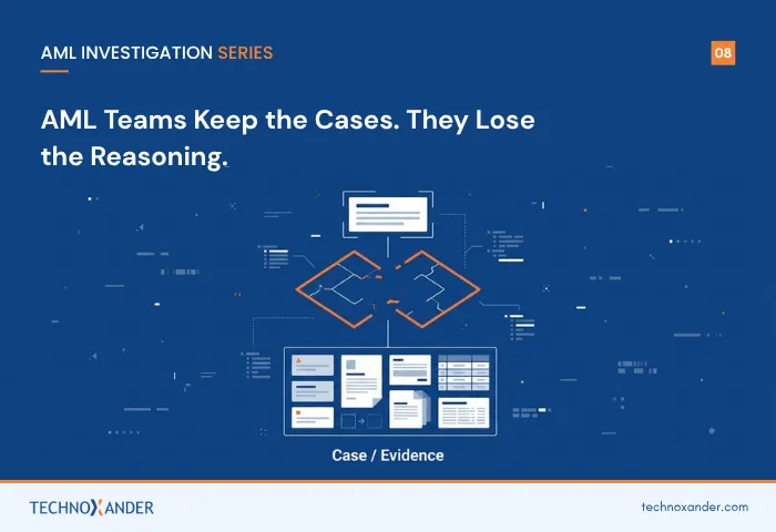 AML investigation teams managing cases and evidence while losing investigative reasoning and context