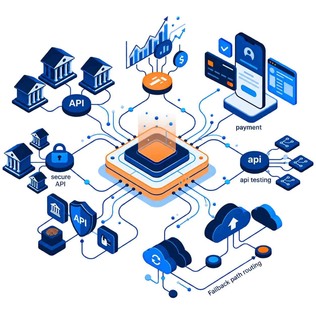 Open Banking platform connecting secure APIs, banks, payments, API testing and cloud systems